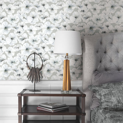 product image for Tamara Day Hawthorn Blossom Peel & Stick Wallpaper in Gray by RoomMates 46