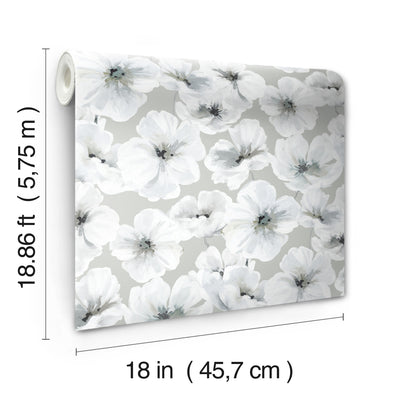 product image for Tamara Day Hawthorn Blossom Peel & Stick Wallpaper in Gray by RoomMates 0