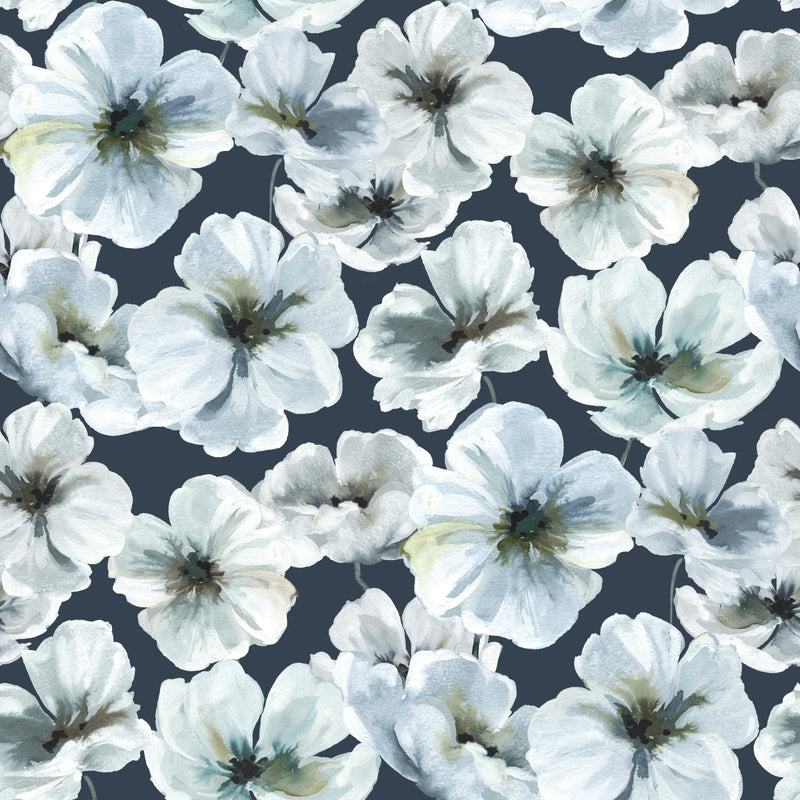 media image for Tamara Day Hawthorn Blossom Peel & Stick Wallpaper in Blue by RoomMates 246