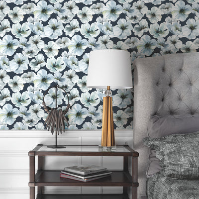 product image for Tamara Day Hawthorn Blossom Peel & Stick Wallpaper in Blue by RoomMates 1