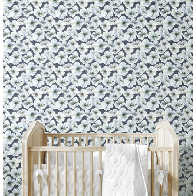 product image for Tamara Day Hawthorn Blossom Peel & Stick Wallpaper in Blue by RoomMates 45