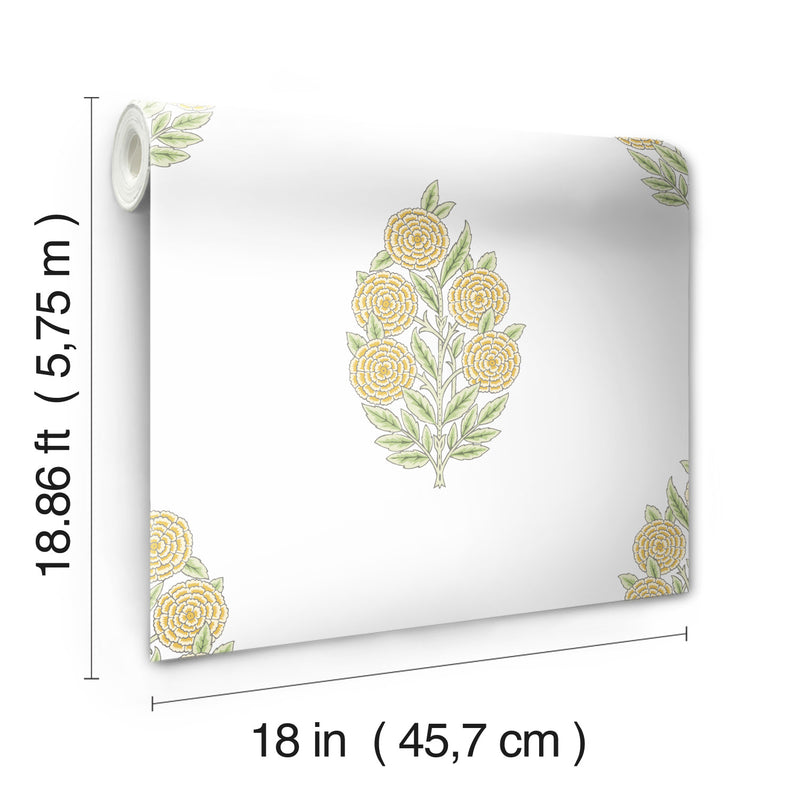 media image for Tamara Day Dutch Floral Peel & Stick Wallpaper in Yellow by RoomMates 249