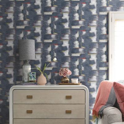 product image for Tamara Day Modern Ikat Peel & Stick Wallpaper in Blue by RoomMates 53