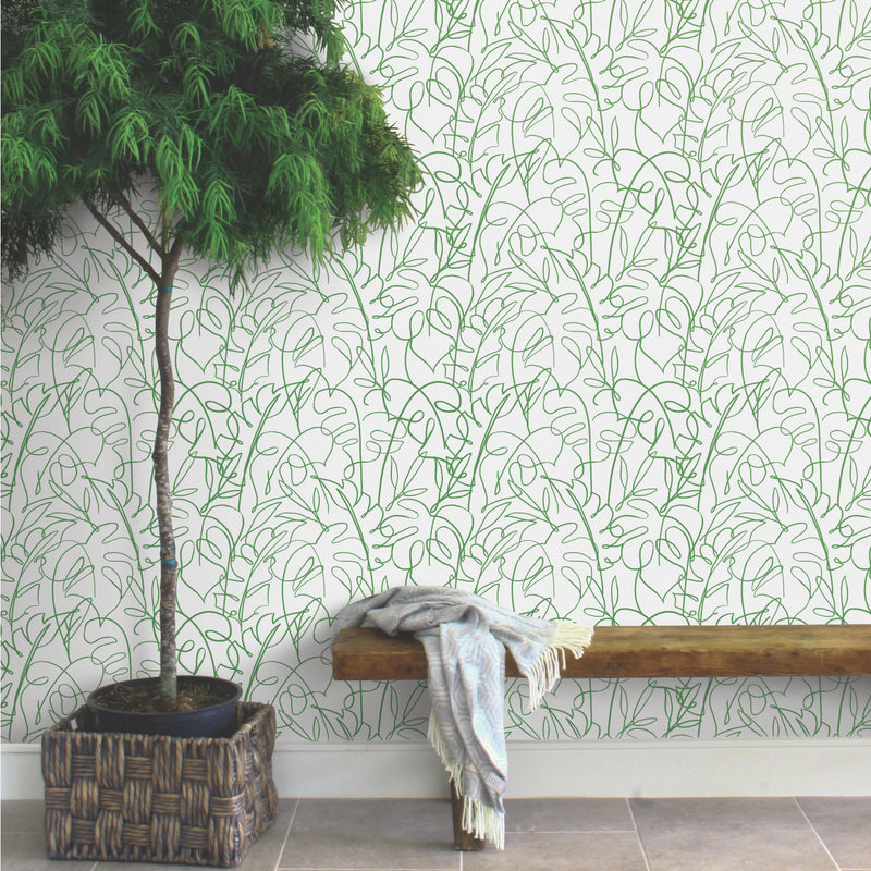 media image for Tamara Day Tropical Signature Peel & Stick Wallpaper in Green by RoomMates 213