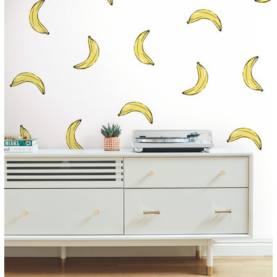 product image for Mr. Kate Banana Print Peel & Stick Wallpaper in Yellow by RoomMates 76