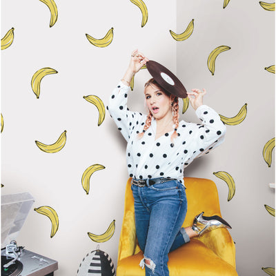 product image for Mr. Kate Banana Print Peel & Stick Wallpaper in Yellow by RoomMates 40