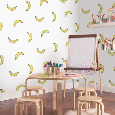 product image for Mr. Kate Banana Print Peel & Stick Wallpaper in Yellow by RoomMates 11