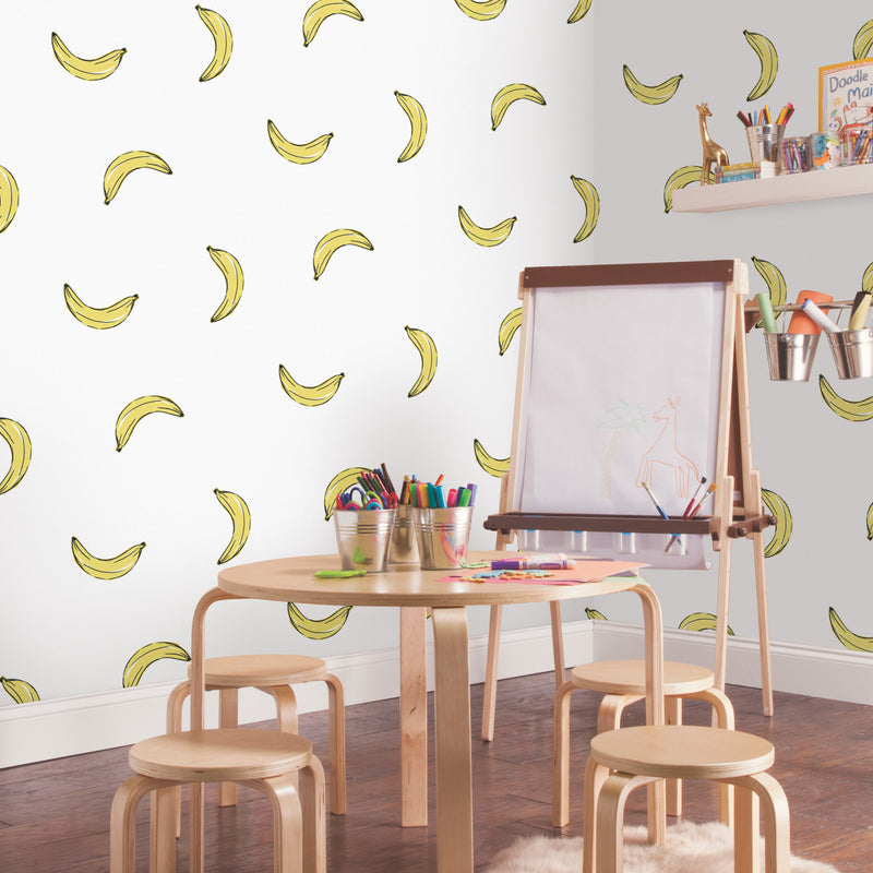 media image for Mr. Kate Banana Print Peel & Stick Wallpaper in Yellow by RoomMates 230