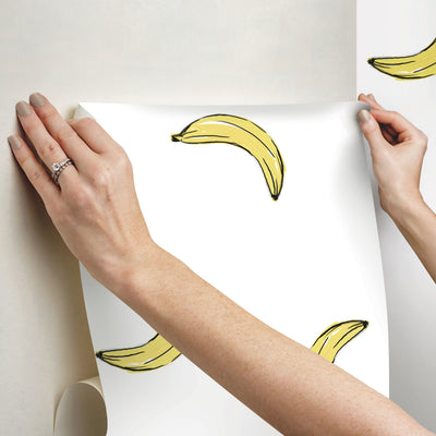 product image for Mr. Kate Banana Print Peel & Stick Wallpaper in Yellow by RoomMates 50