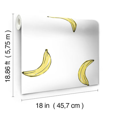 product image for Mr. Kate Banana Print Peel & Stick Wallpaper in Yellow by RoomMates 45