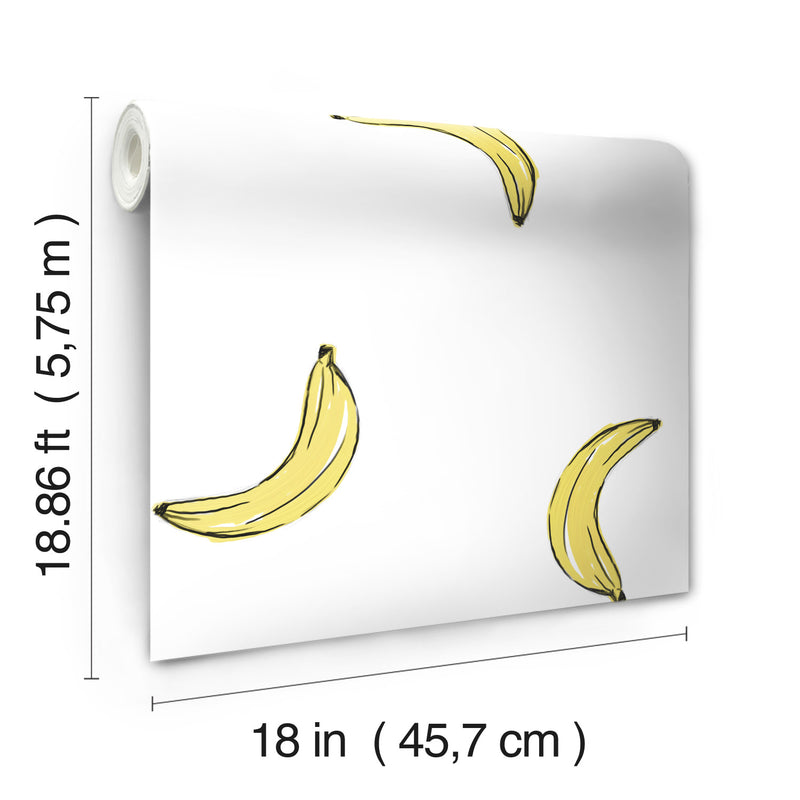 media image for Mr. Kate Banana Print Peel & Stick Wallpaper in Yellow by RoomMates 257