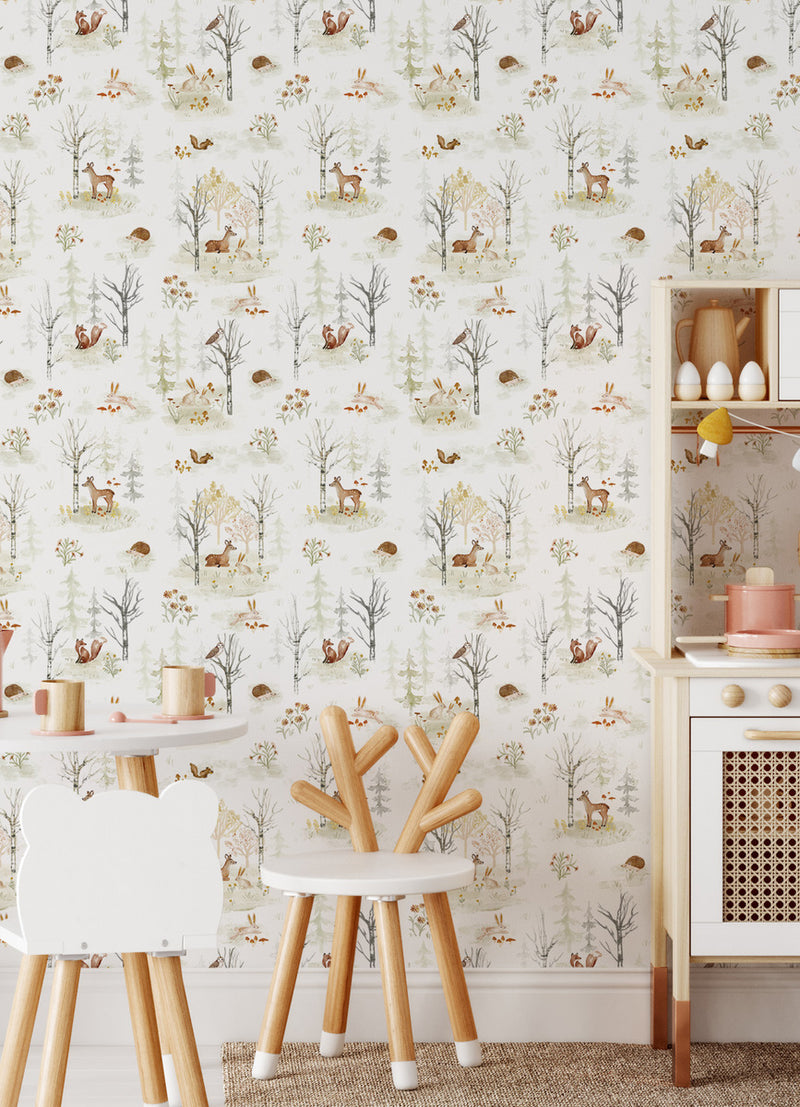 media image for Clara Jean Woodland Scene Wallpaper in Neutral 219