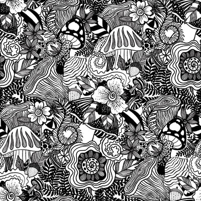 product image of Mushroom Magic Black Peel And Stick Wallpaper by RoomMates for York Wallcoverings 592