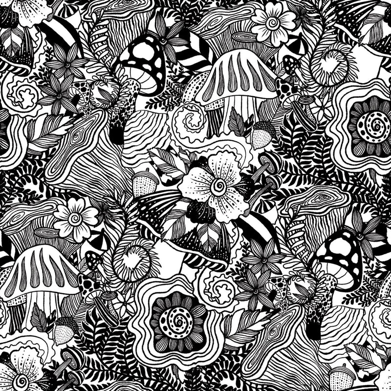 media image for Mushroom Magic Black Peel And Stick Wallpaper by RoomMates for York Wallcoverings 234