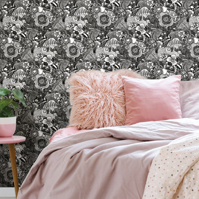 product image for Mushroom Magic Black Peel And Stick Wallpaper by RoomMates for York Wallcoverings 17