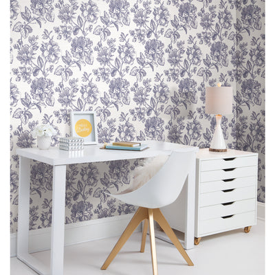 product image for Tamara Day Flower Girl Peel & Stick Wallpaper in Blue by RoomMates 98