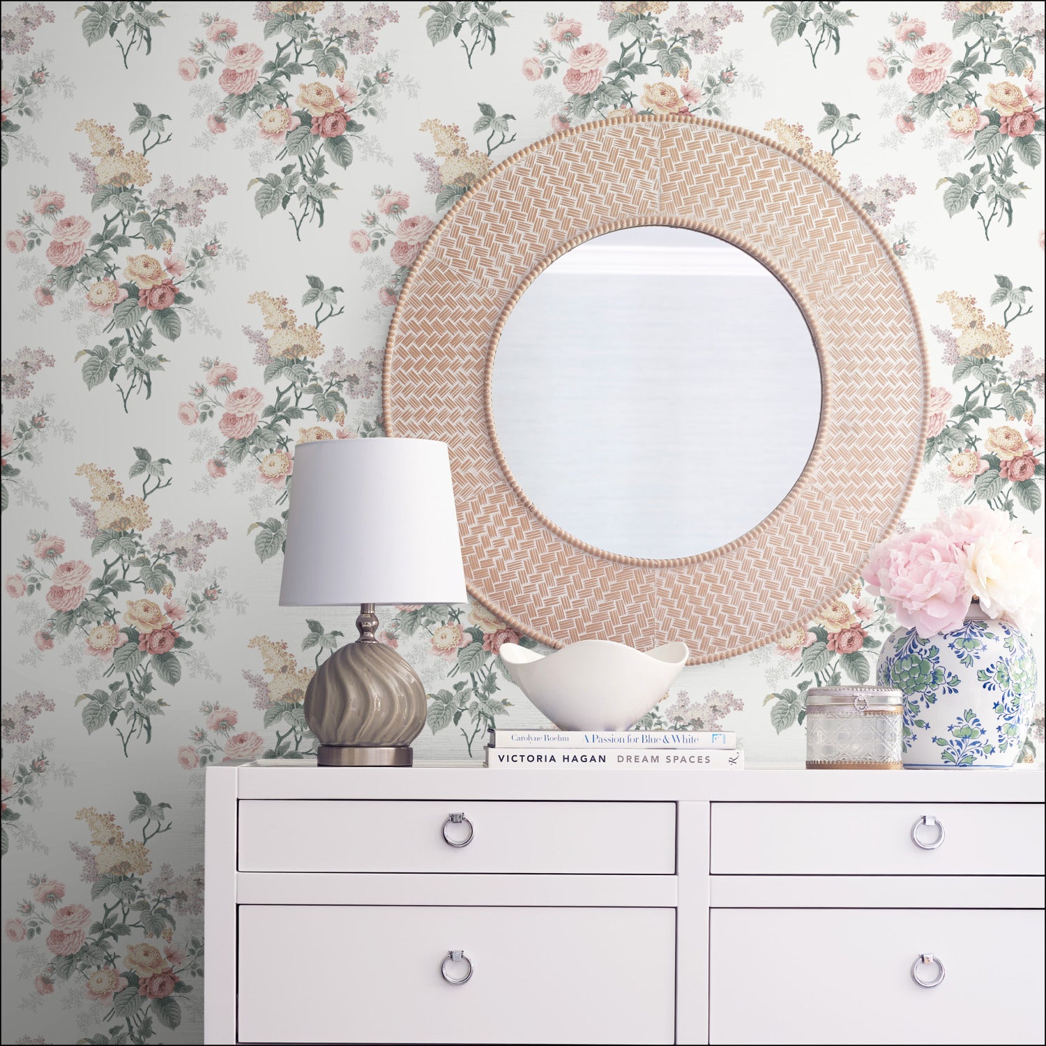 Shop Waverly Emma's Garden Peel & Stick Wallpaper in Pastel | Burke Decor