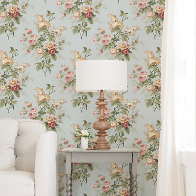 product image for Waverly Emma's Garden Peel & Stick Wallpaper in Blue by RoomMates 5