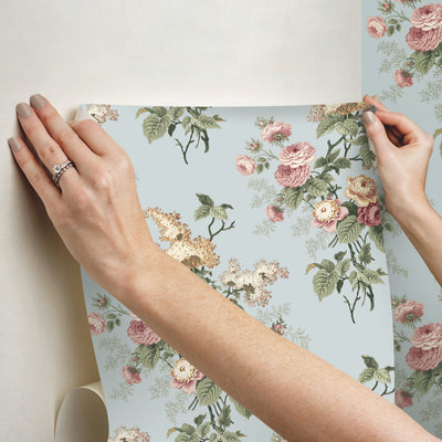 product image for Waverly Emma's Garden Peel & Stick Wallpaper in Blue by RoomMates 66