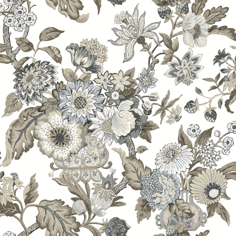 media image for Waverly Graceful Garden Peel & Stick Wallpaper in Neutral by RoomMates 244