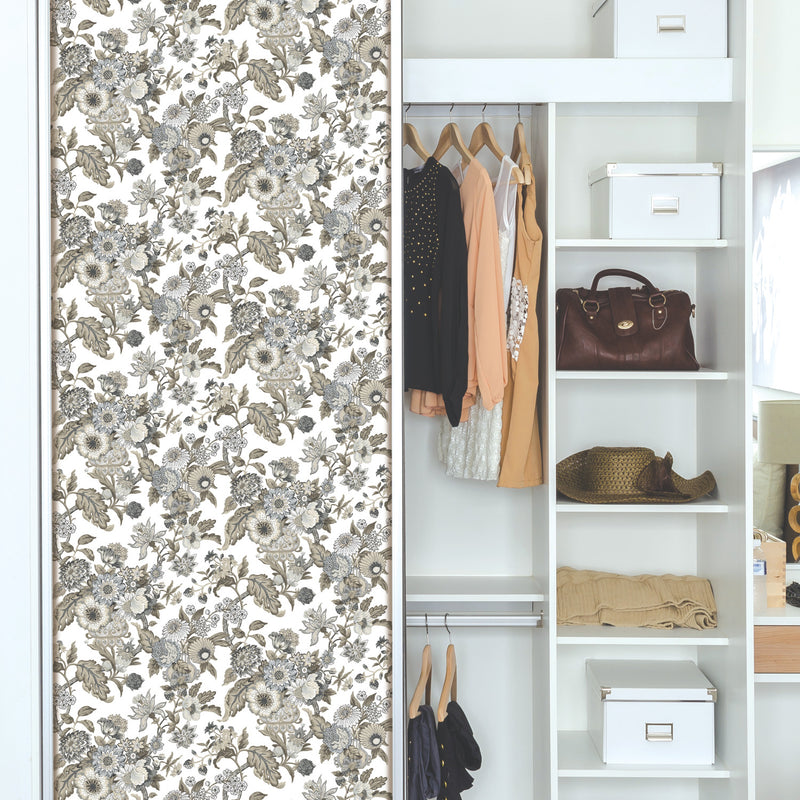 media image for Waverly Graceful Garden Peel & Stick Wallpaper in Neutral by RoomMates 286