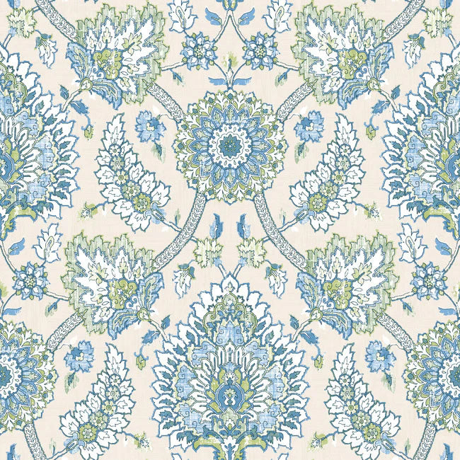 media image for Waverly Clifton Hall Peel & Stick Wallpaper in Blue/Green by RoomMates 21