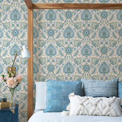 product image for Waverly Clifton Hall Peel & Stick Wallpaper in Blue/Green by RoomMates 86