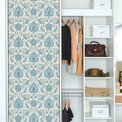 product image for Waverly Clifton Hall Peel & Stick Wallpaper in Blue/Green by RoomMates 91