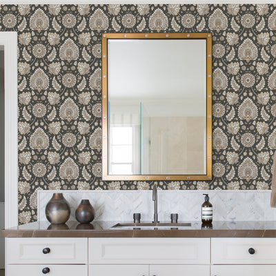 product image for Waverly Clifton Hall Peel & Stick Wallpaper in Charcoal by RoomMates 90