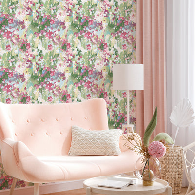 product image for waverly abstract garden peel and stick wallpaper in pink by roommates 8 12