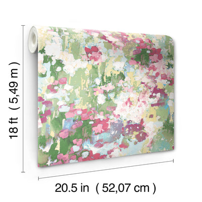 product image for waverly abstract garden peel and stick wallpaper in pink by roommates 7 4