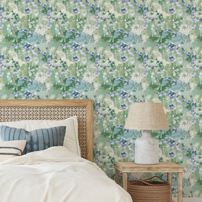 product image for Waverly Abstract Garden Peel & Stick Wallpaper in Blue by RoomMates 41