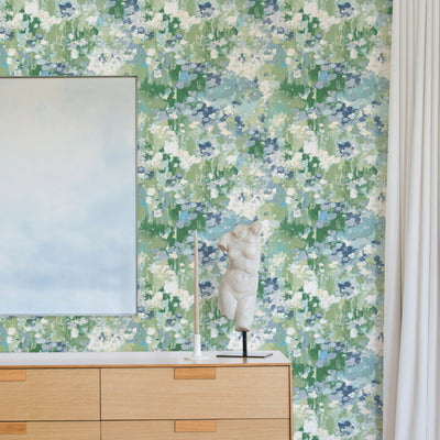 product image for Waverly Abstract Garden Peel & Stick Wallpaper in Blue by RoomMates 34