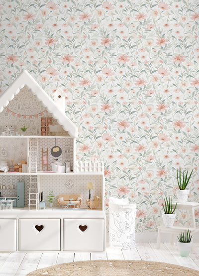 product image for Flower Market Peel & Stick Wallpaper in Pink/Jade 56