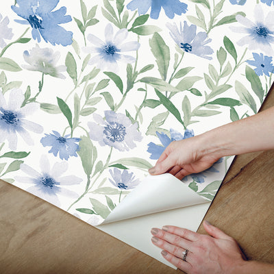 product image for Flower Market Peel & Stick Wallpaper in Blue/Mint 47