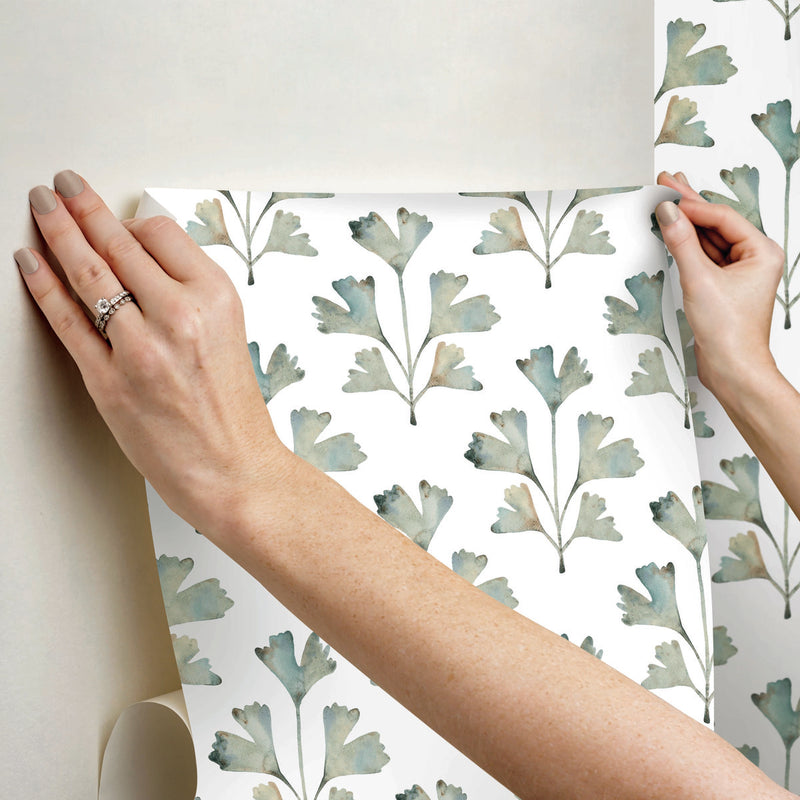 media image for Cat Coquillette Gingko Peel & Stick Wallpaper in Jade 270