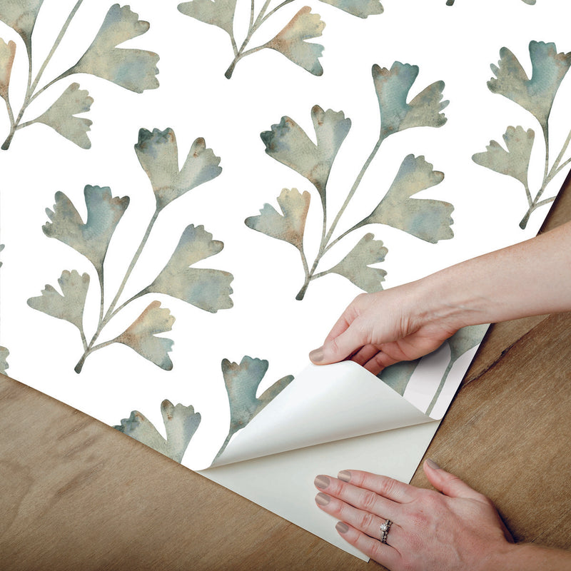 media image for Cat Coquillette Gingko Peel & Stick Wallpaper in Jade 210