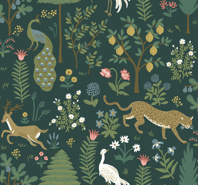 product image of Menagerie Wallpaper in Emerald from the Rifle Paper Co. 2nd Edition by York Wallcoverings 51