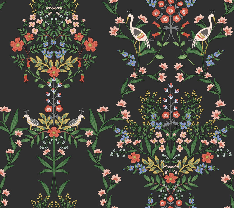 media image for Luxembourg Wallpaper in Black from the Rifle Paper Co. 2nd Edition by York Wallcoverings 211