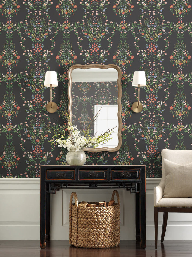 media image for Luxembourg Wallpaper in Black from the Rifle Paper Co. 2nd Edition by York Wallcoverings 232