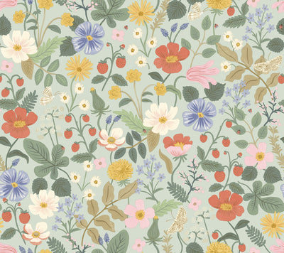 product image for Strawberry Fields Wallpaper in Mint from the Rifle Paper Co. 2nd Edition by York Wallcoverings 47