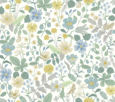 product image for Strawberry Fields Wallpaper in Blue/Green from the Rifle Paper Co. 2nd Edition by York Wallcoverings 25