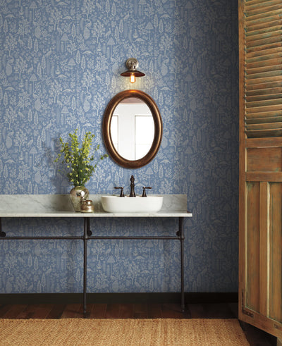 product image for Menagerie Toile Wallpaper in Blue/White from the Rifle Paper Co. 2nd Edition by York Wallcoverings 89