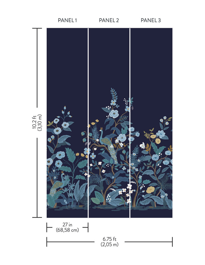 media image for Peacock Wall Mural in Navy 227