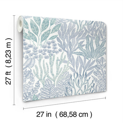 product image for Coral Leaves Wallpaper in Blue & Aqua 36