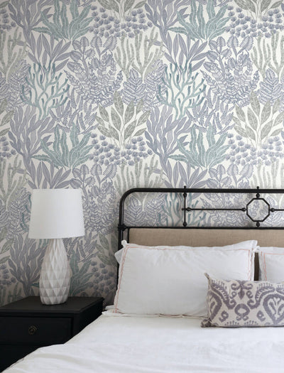 product image for Coral Leaves Wallpaper in Blue & Aqua 98