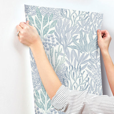 product image for Coral Leaves Wallpaper in Blue & Aqua 29