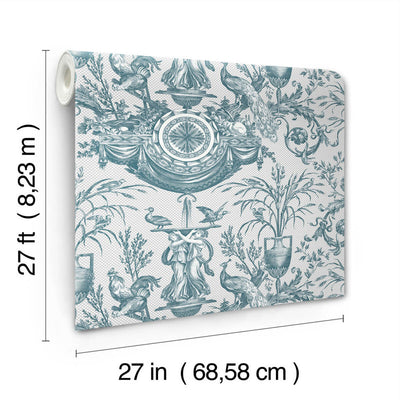 product image for Avian Fountain Toile Wallpaper in Jade 14