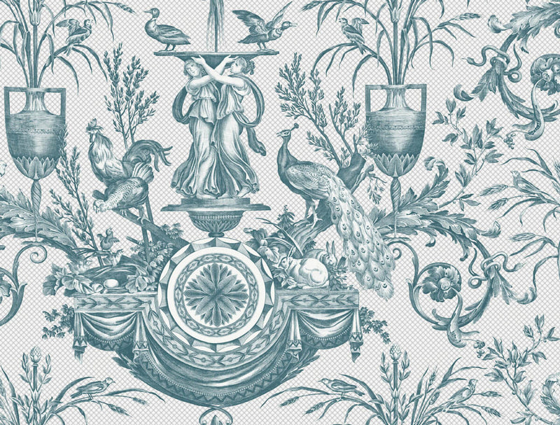 media image for Avian Fountain Toile Wallpaper in Jade 234