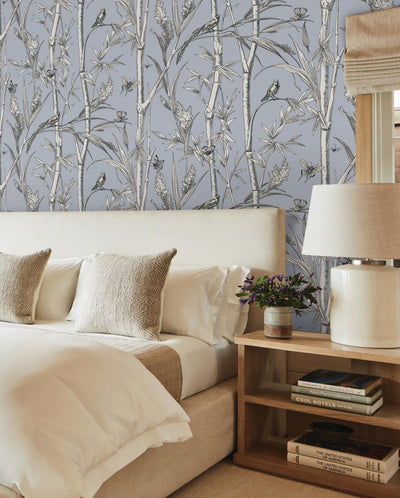 product image for Bambou Toile Wallpaper in Sky Blue 71